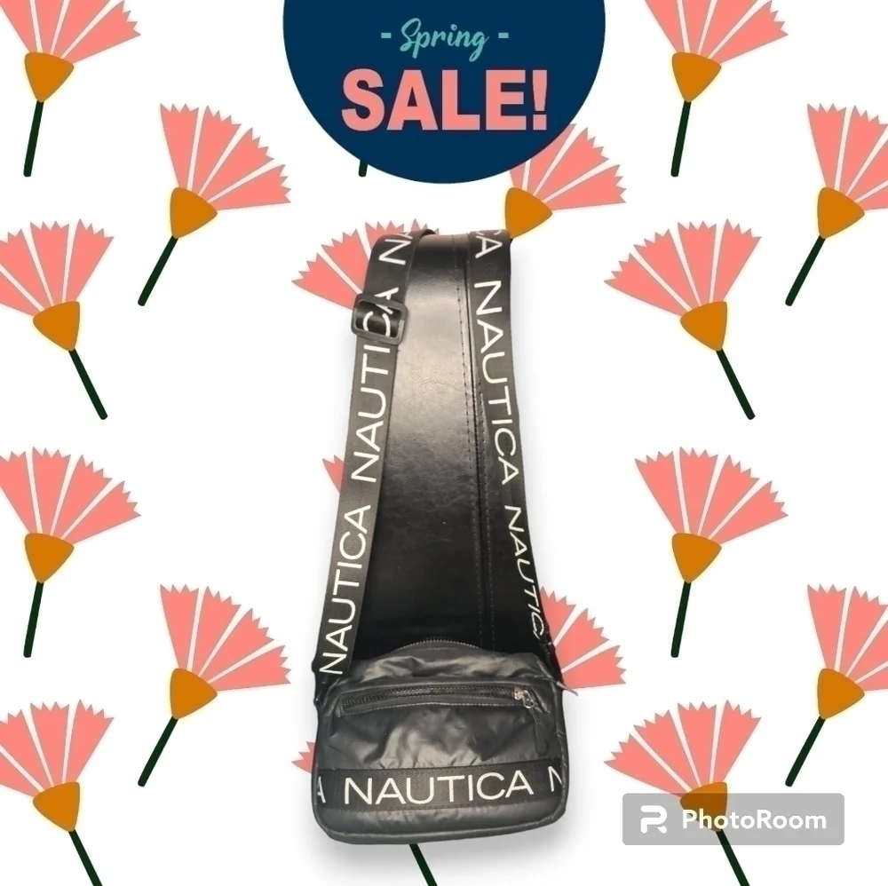Nautica Black Nylon Crossbody Belt Bag Adjustable Strap